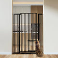 55.1" Tall Adjustable Cat Gate with Pet Door, Pressure Mounted for Stairs and Doorways