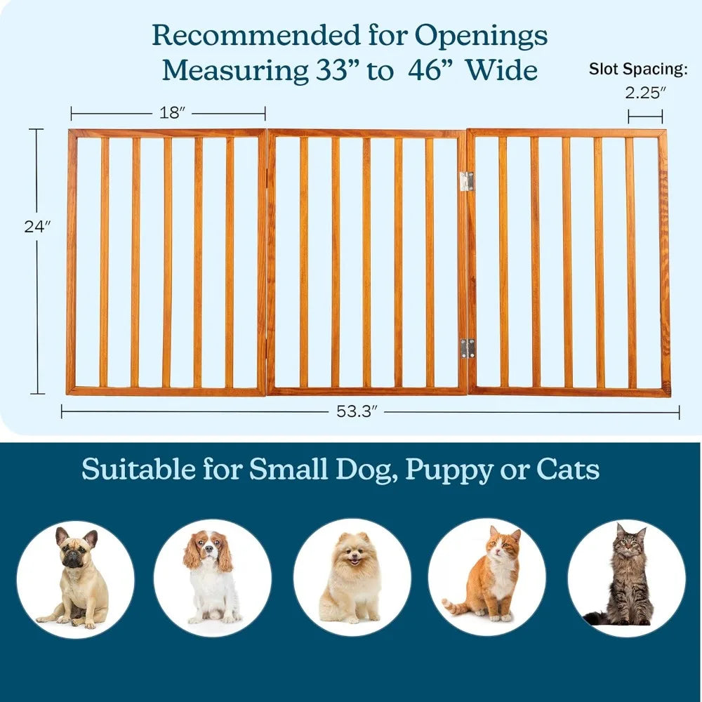 3-Panel Foldable Indoor Pet Gate for Stairs and Doorways.
