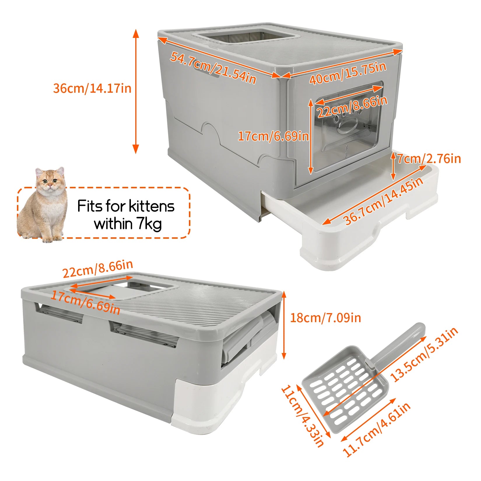 4-Style Cat Litter Box with Lid Large Kitty Litter Box.