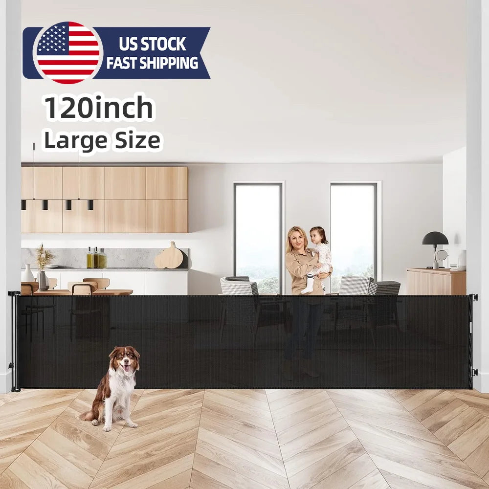 Retractable pet Doorways Safe 120inch Extra Wide.