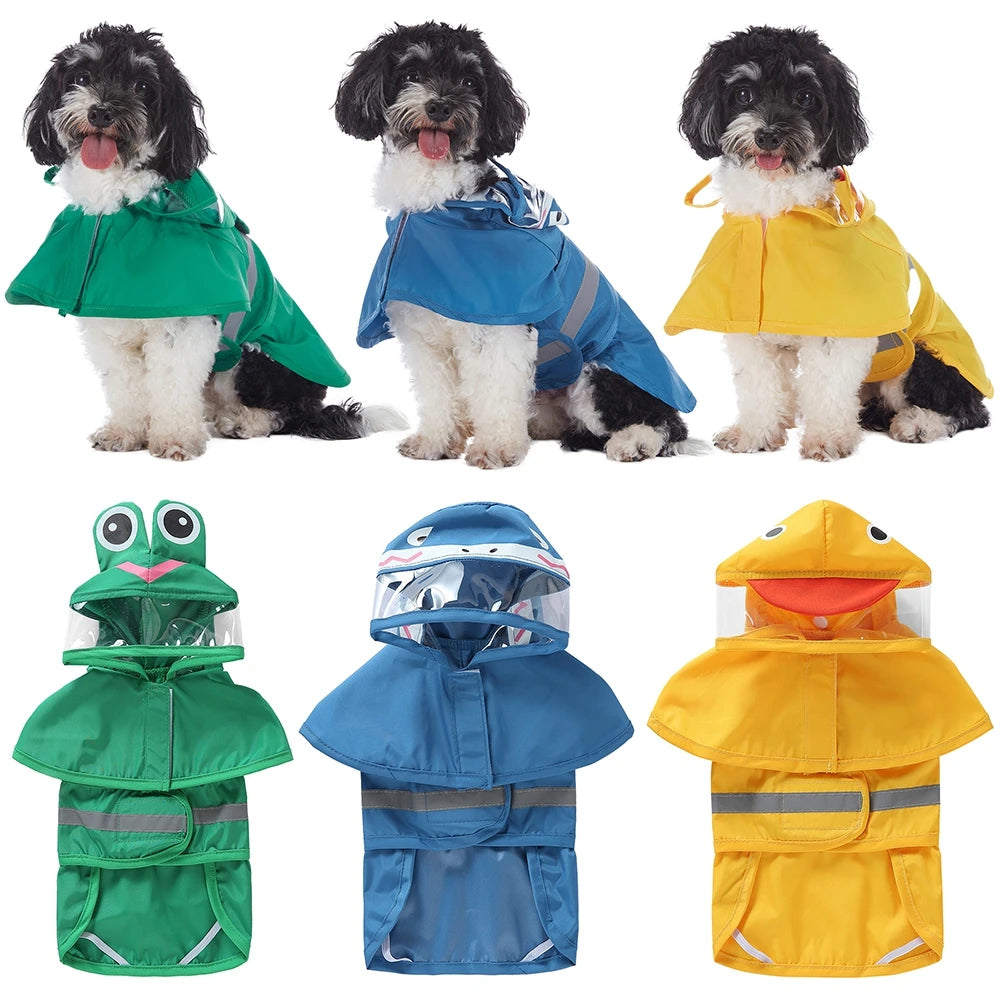 Fashionable Reflective Pet Dog Raincoat Cute Animal Raincoat.