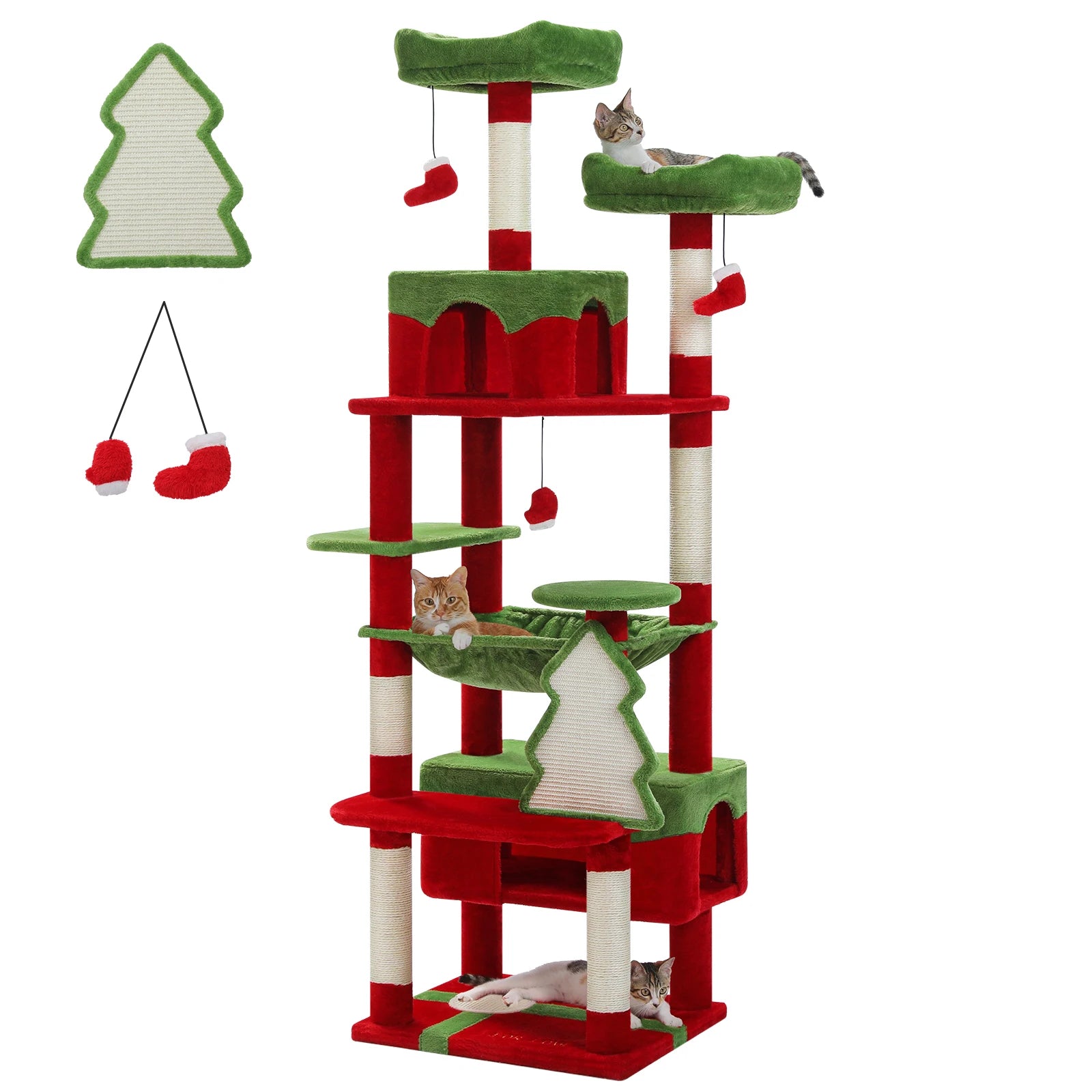 Large Cat Tree and Tower for Indoor Cats With Sisal-Covered Scratching Posts.