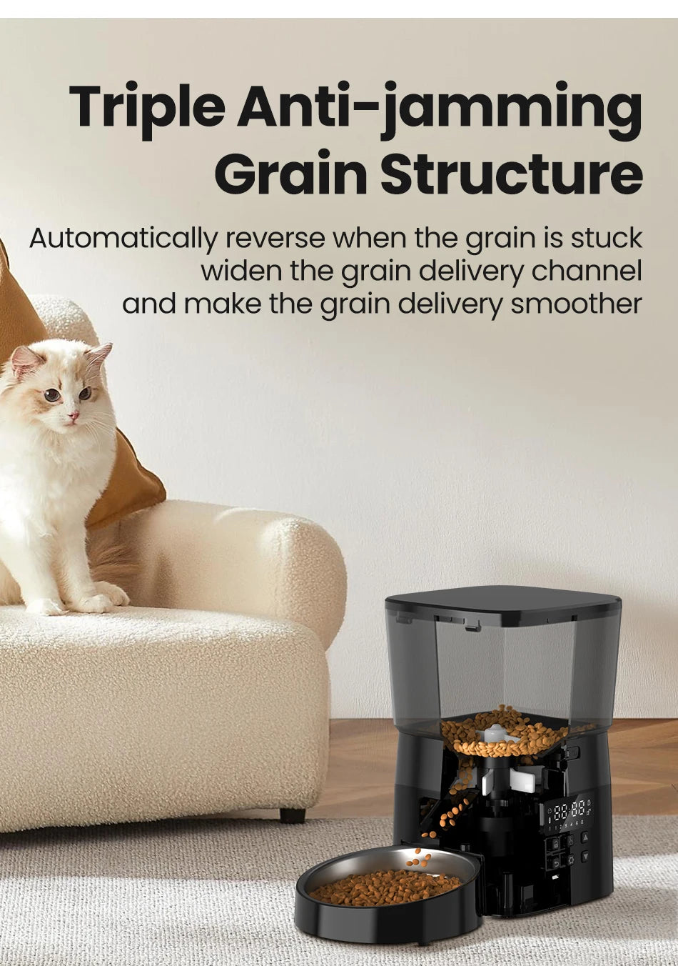Automatic Cat Feeder Pet Smart Cat Food Kibble Dispenser.