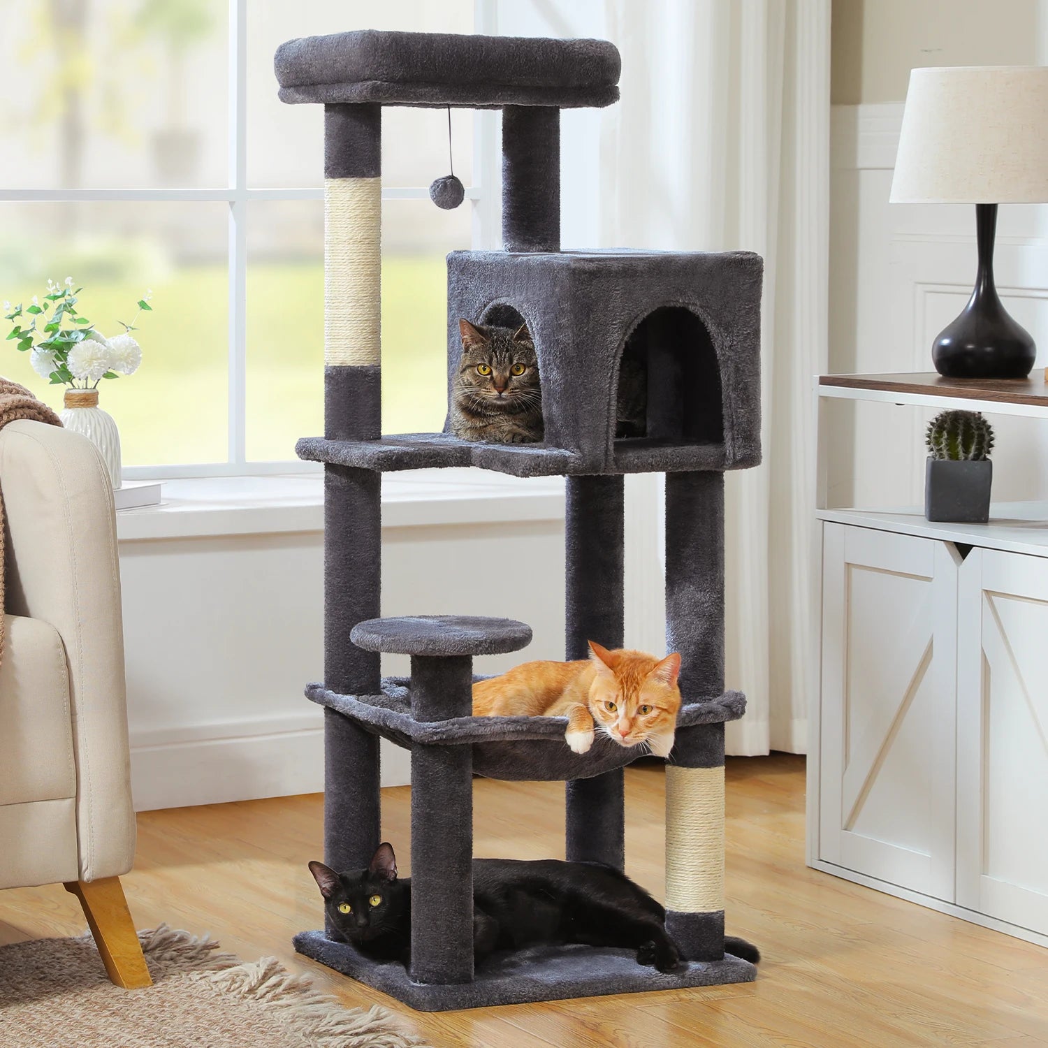 5-Level Cat Tree 113cm Cat Tower with Top Perch.