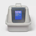 Enclosed Cat Litter Box with Front Door Flap,Covered Kitty Litter Boxes with Top Handle,BPA Free Large Litter Pan with Lid,Gray