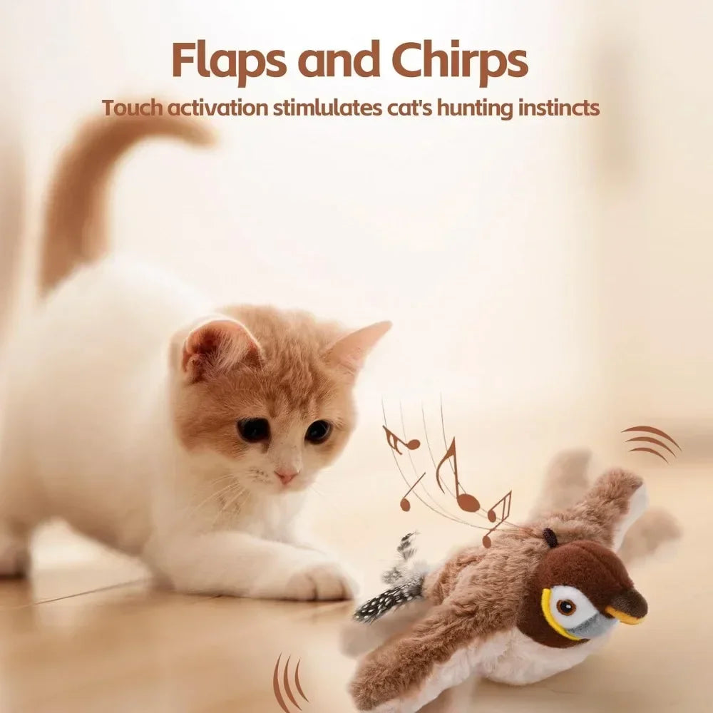 Bird-Shaped Cat Toy Interactive Toys Dog Rechargeable Chirping Flapping Bird.