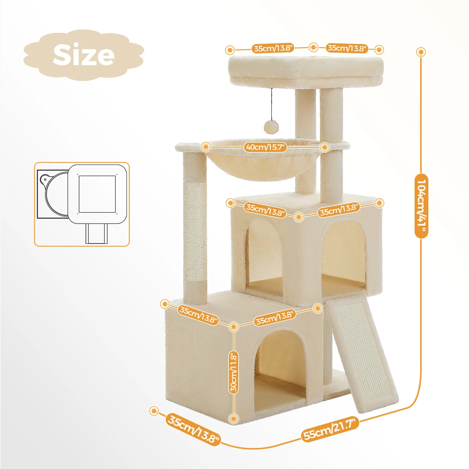 Large Cat Tree for Indoor Cats Multi-Level Cat Tower with Spacious Condos.