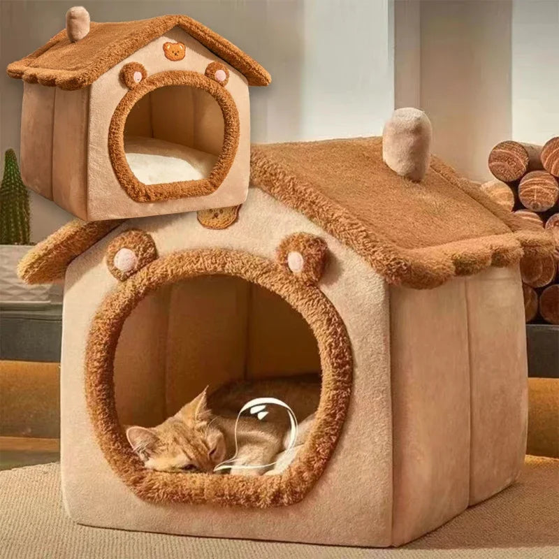 Foldable Pet House Removable Washable Cat House Puppy Cave.