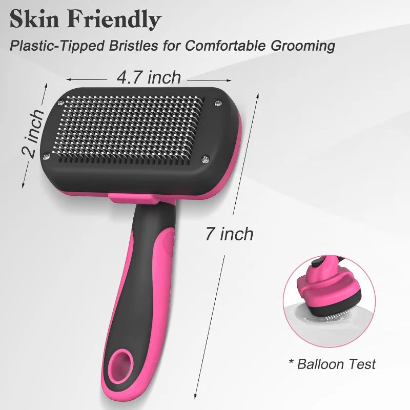 Self Cleaning Slicker Brush for Dogs & Cats Skin Friendly Grooming Deshedding.