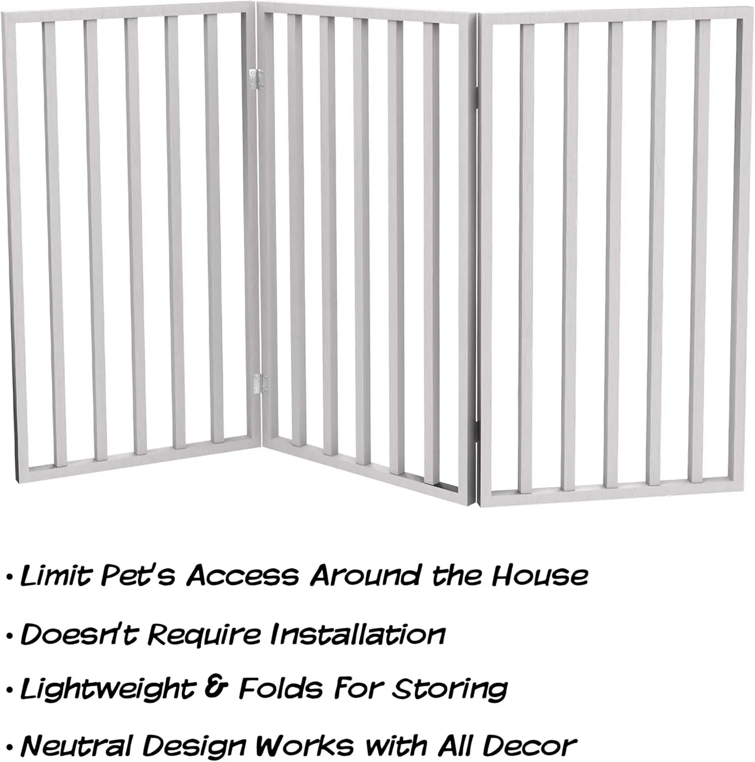 3-Panel Foldable Dog Gate for Stairs and Doorways.