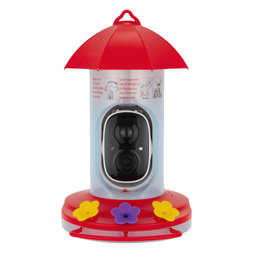 Red/Clear Intelligent Video Bird Feeder—1080P 160° Wide Angle 10000.