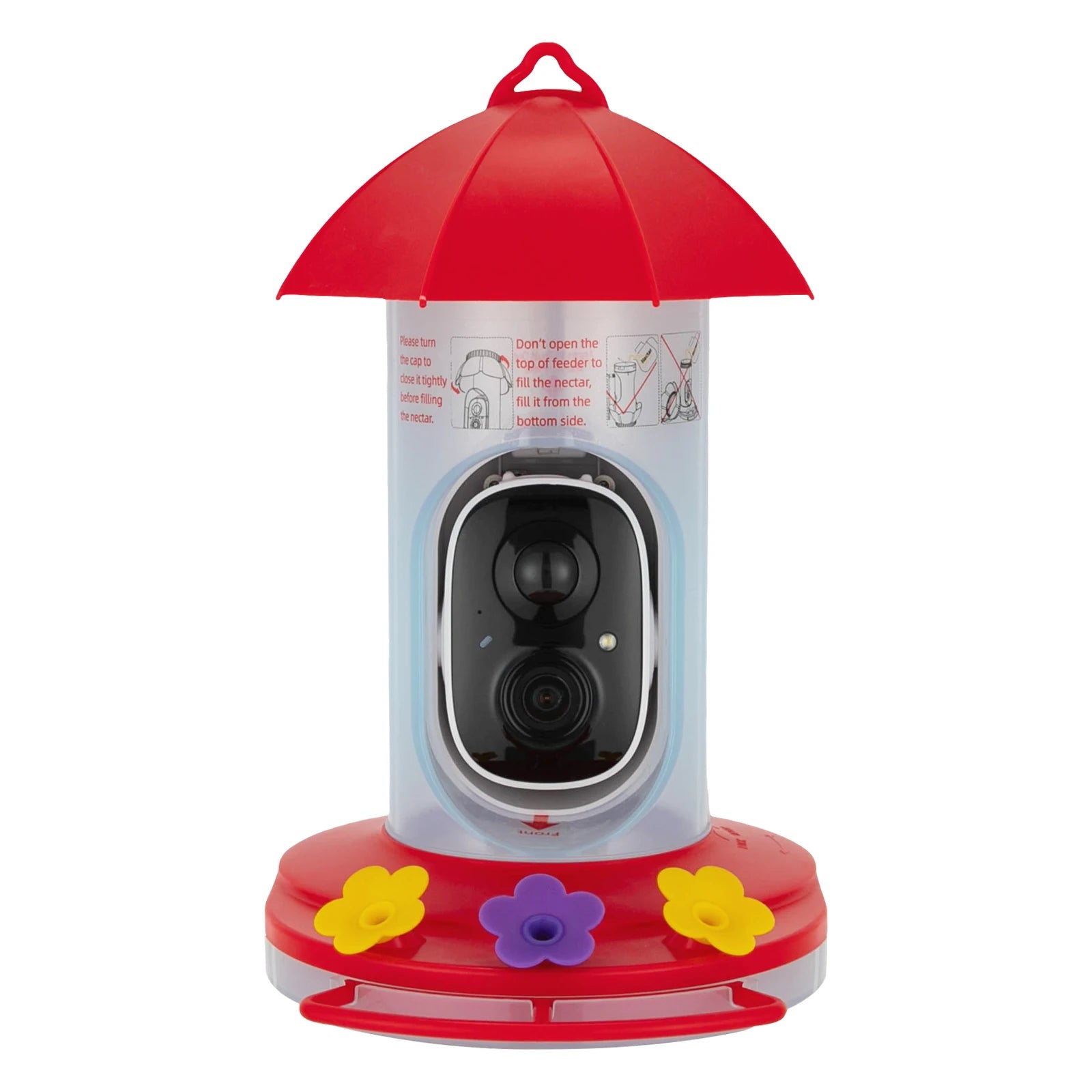 Red/Clear Intelligent Video Bird Feeder—1080P 160° Wide Angle 10000.