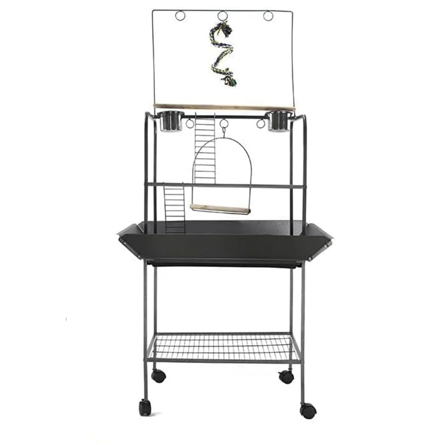 Indoor Outdoor Birds Playground with Swing Parrot Stand with Wheels.