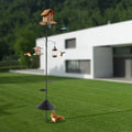 4Hooks2Food Trays Bird Feeder Pole Birdhouse Pole with Squirrel Proof Baffle for gardens