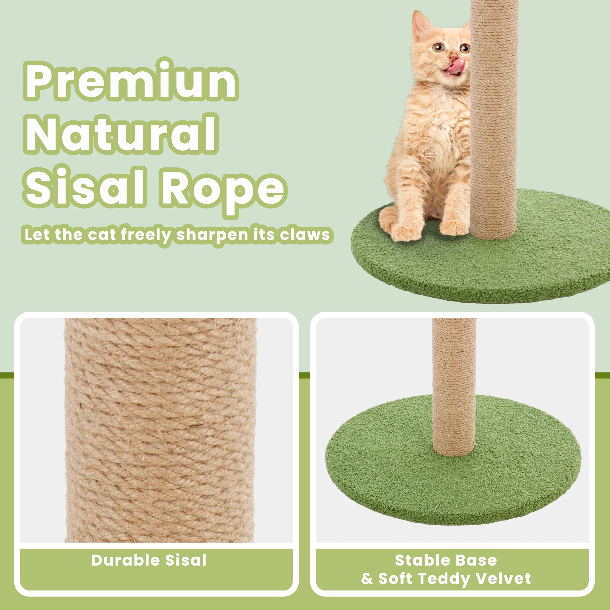 JHK 33In Tall Cat Scratching Post with Dangling Ball for Indoor Cats.