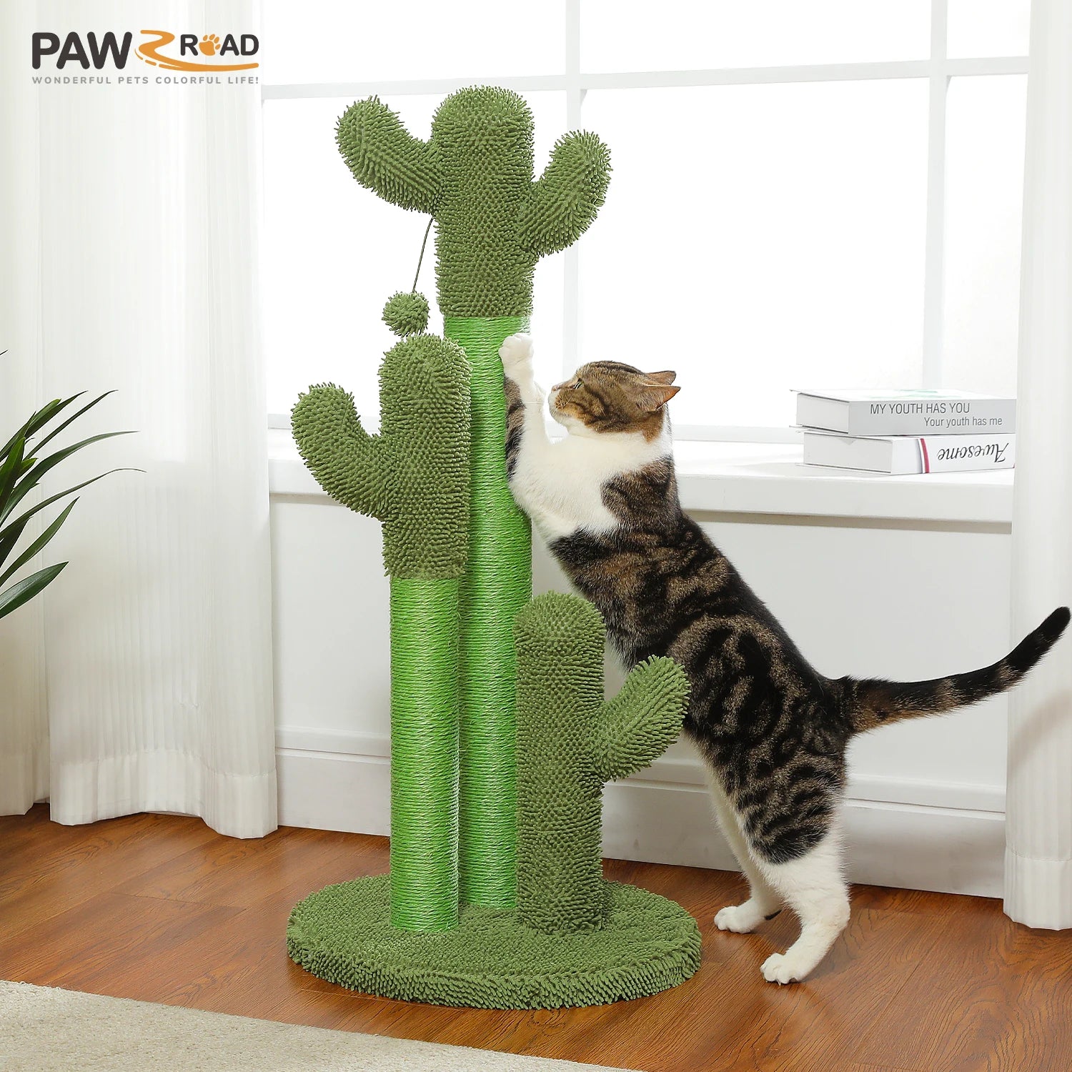 Cactus Cat Tree with Lagre Condo, Hammock, Dangling Ball.