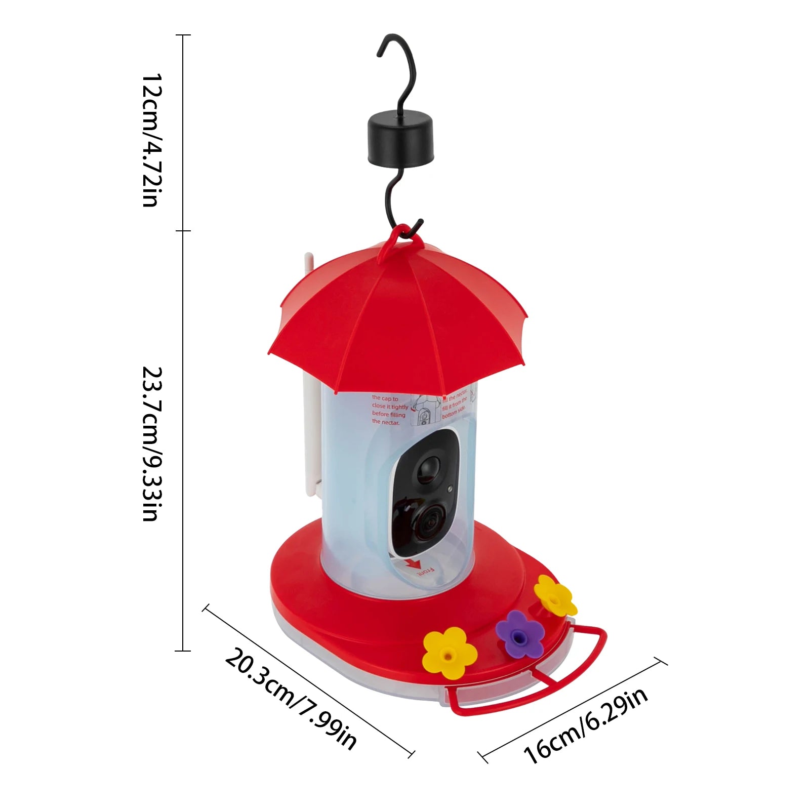 Red/Clear Intelligent Video Bird Feeder—1080P 160° Wide Angle 10000.