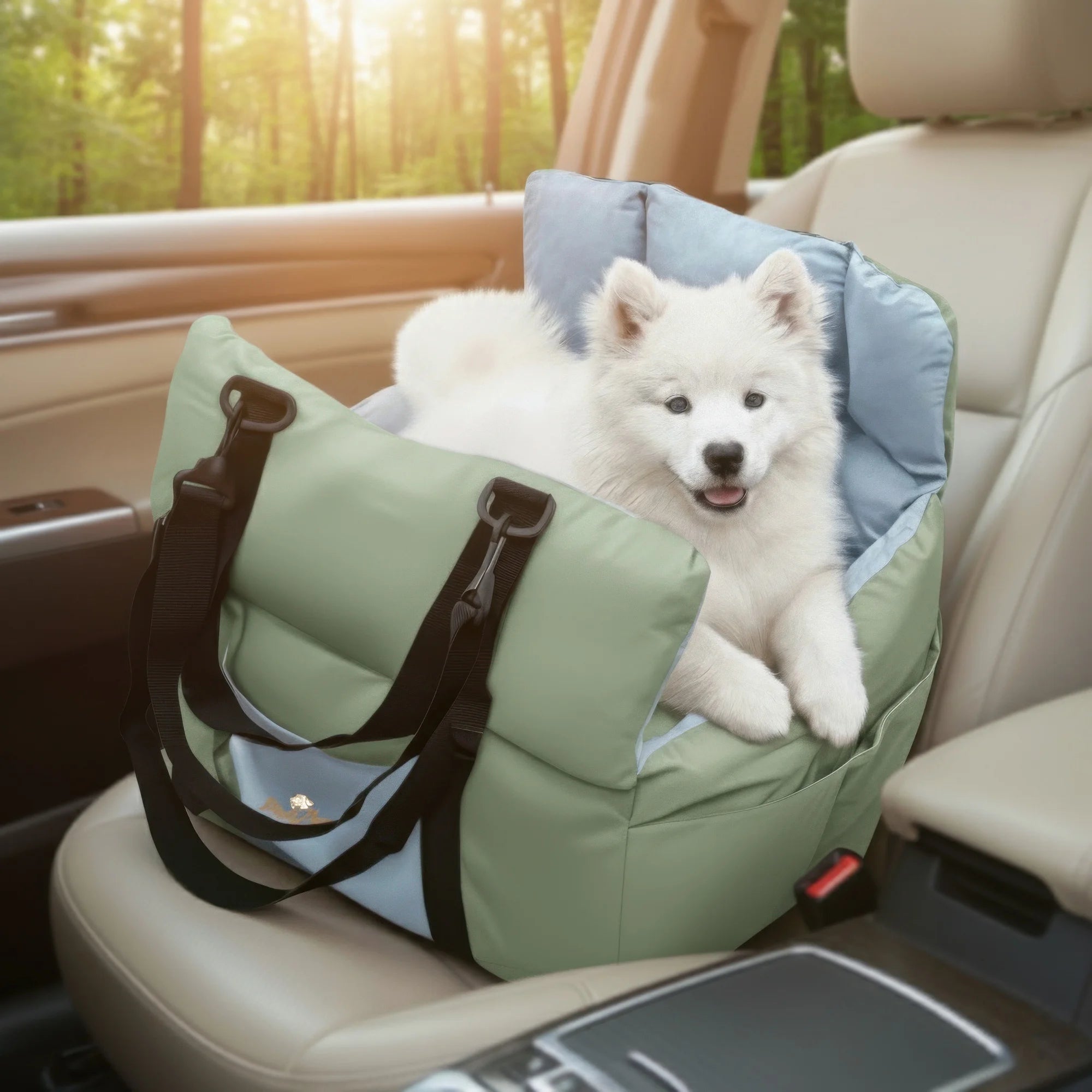 Dog Car Seat Safe & Cozy Travel Bed and Carrier for Small Dogs.