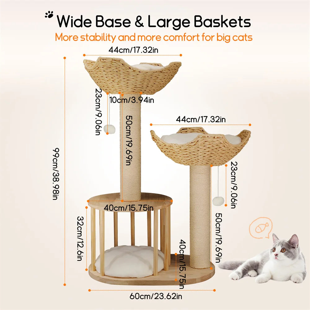 3-Tier Cat Tree Padded Plush Napping Perches Kitten Condo.