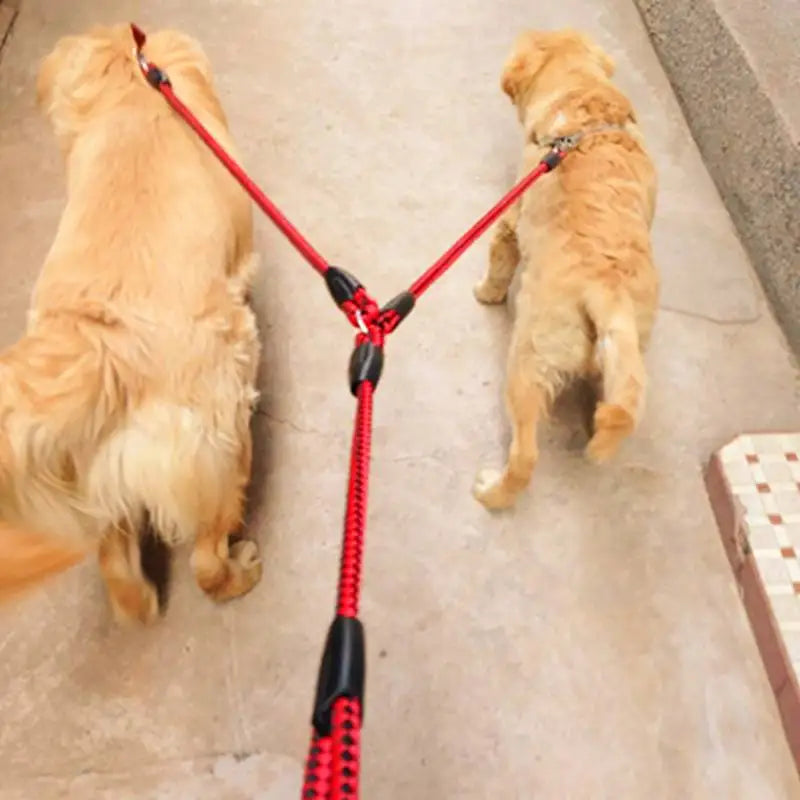 1.4m Pet Double Leash 2 Way Couplers Dog Leash Rope Elastic Extended Pet Leash.