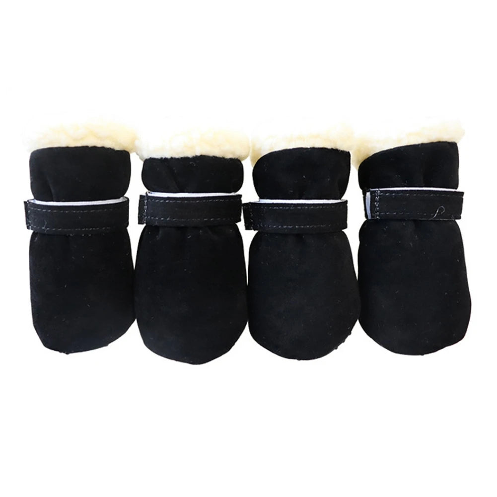 4Pcs Pet Dog Snow Boots Autumn Winter Warm Plush Dog Shoes.