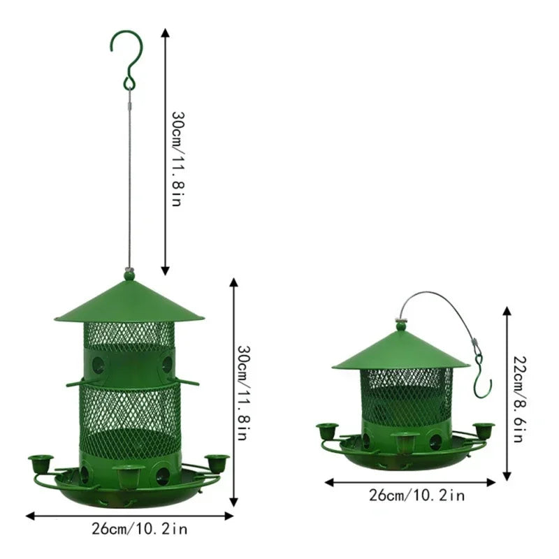 2 Tier Metal Bird Feeder for Outdoors Hanging Wild Bird Feeders Large Seed Capacity.