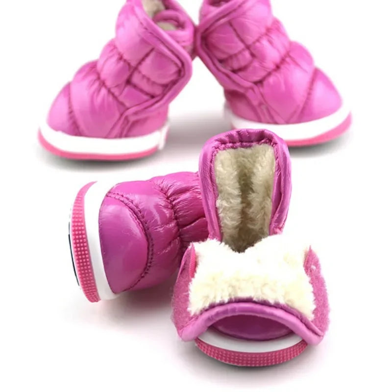 4pcs/set Pet Dog Winter Rain Shoes Waterproof Dogs Warm Snow Boots.