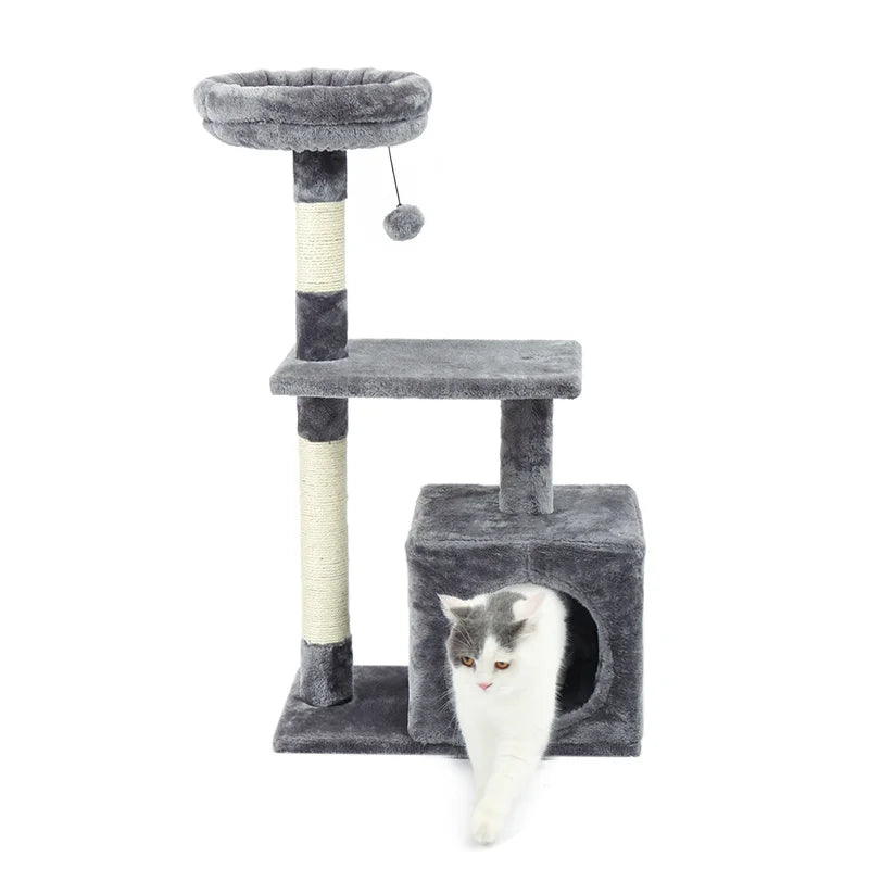Cat Tower Cat Condo with Sisal Covered Scratching Post for Kittens and Small Cats