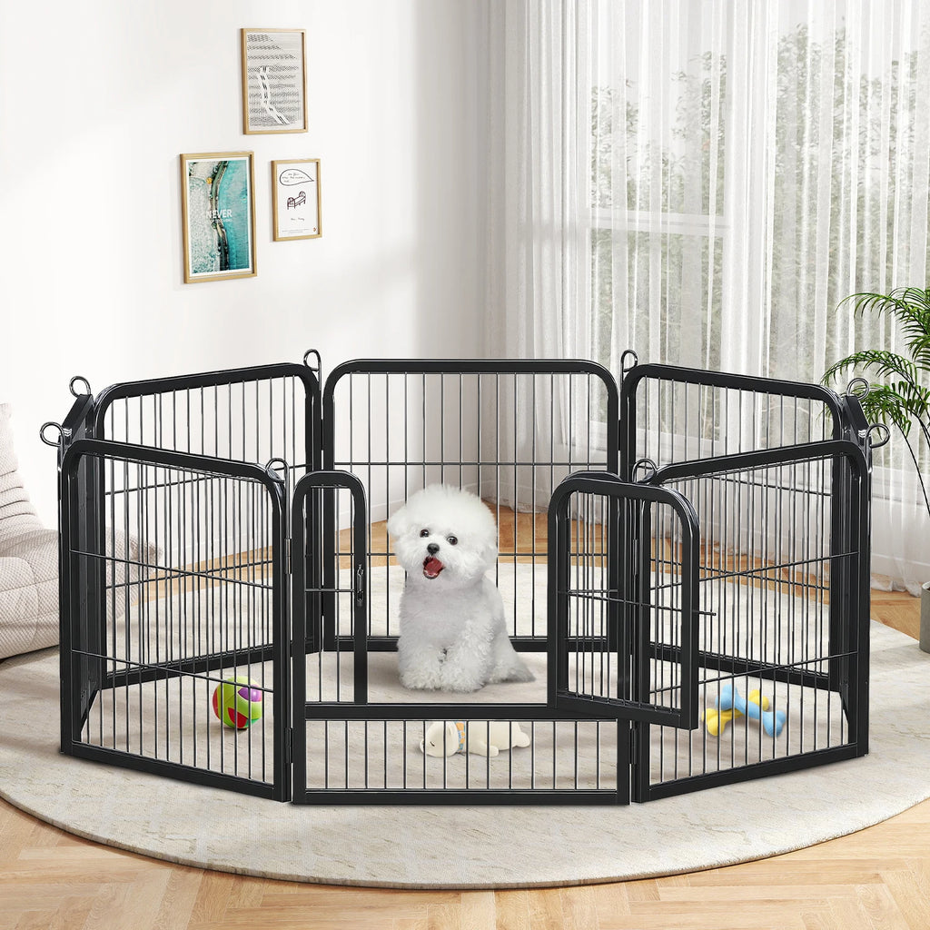 Heavy-Duty Metal Puppy Playpen – 24"/32"/40" Options, 8/16 Panels.