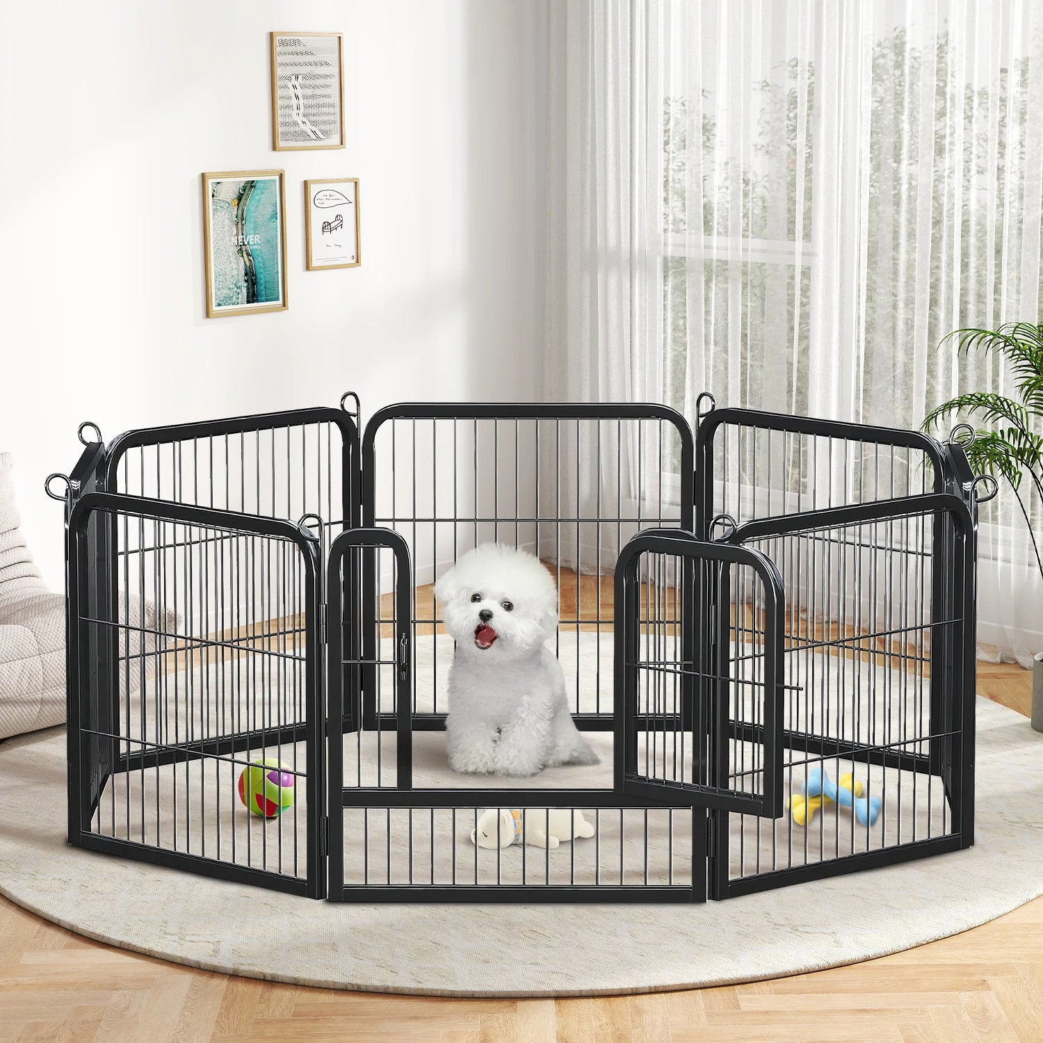 Heavy-Duty Metal Puppy Playpen – 24"/32"/40" Options, 8/16 Panels.