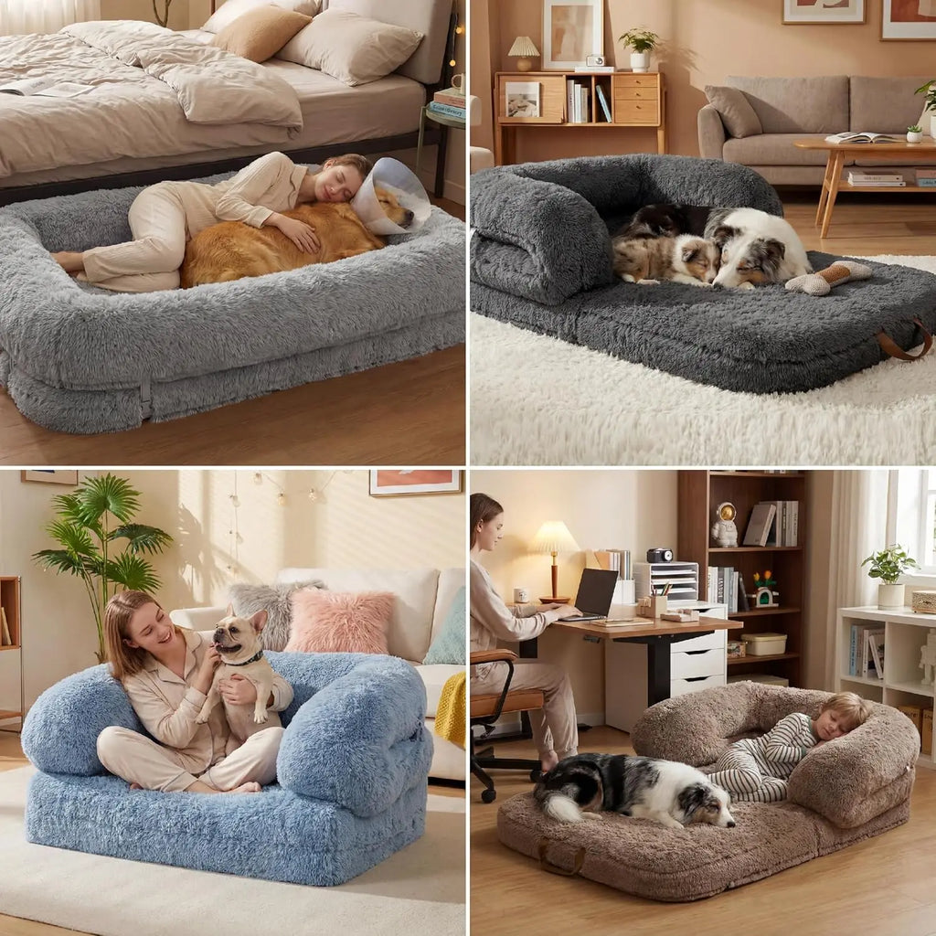 Foldable Human Dog Bed - 3-in-1 Orthopedic Giant Bean Bed.