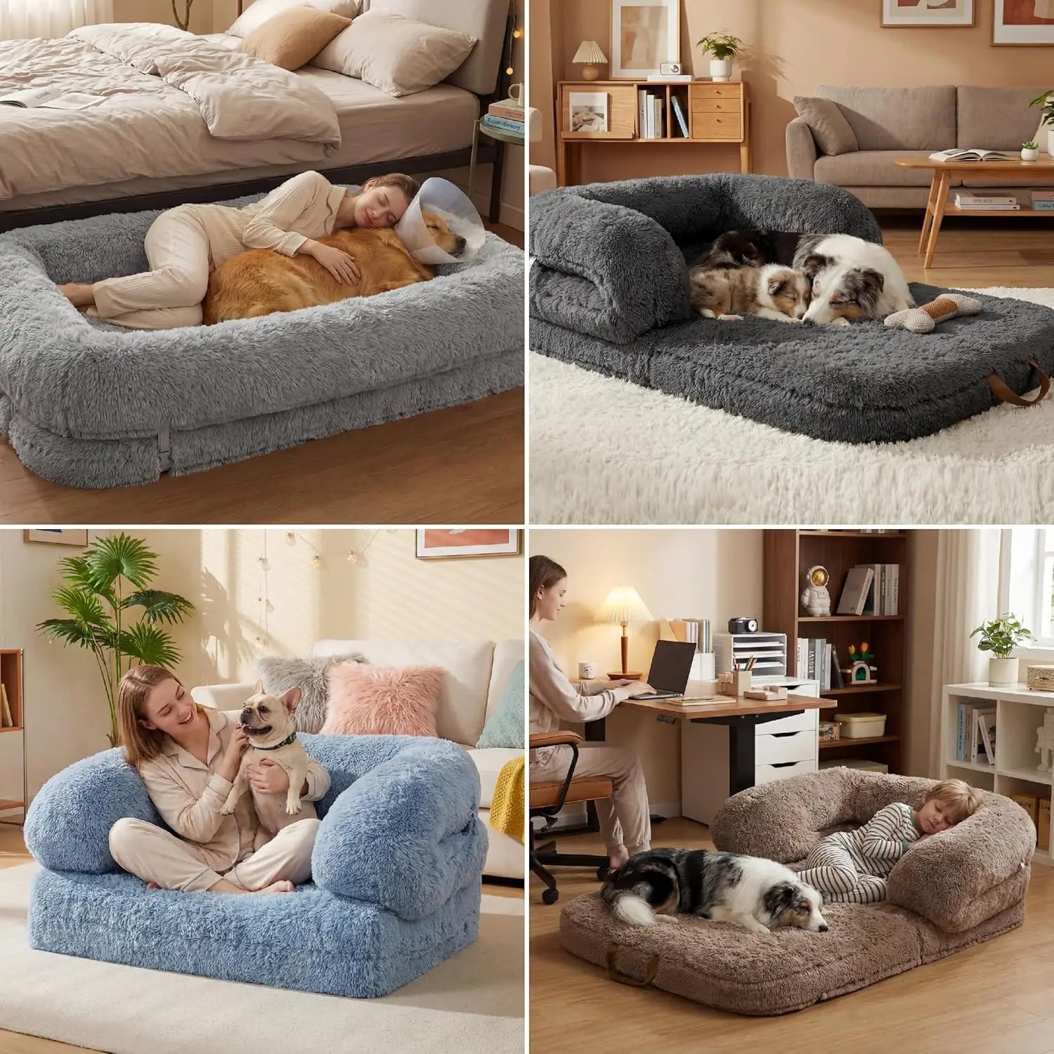 Foldable Human Dog Bed - 3-in-1 Orthopedic Giant Bean Bed.
