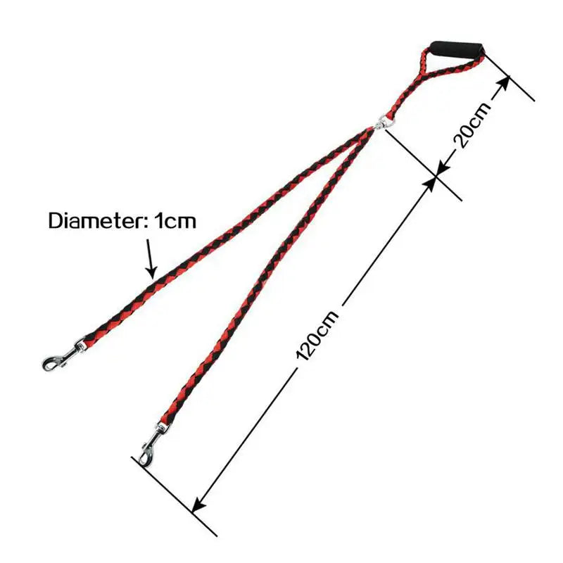 1.4m Pet Double Leash 2 Way Couplers Dog Leash Rope Elastic Extended Pet Leash.