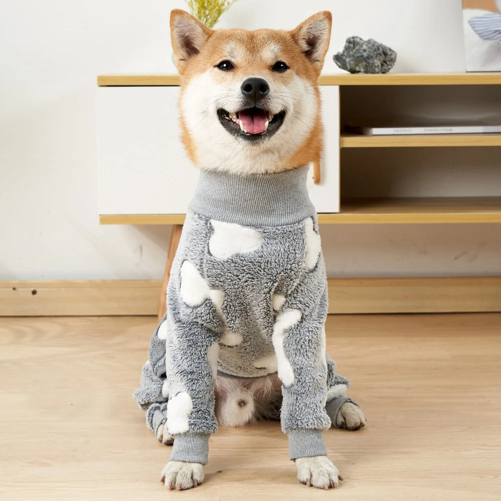 Winter Pet Dog Jumpsuit Clothes Warm Fleece Puppy Dog Pajamas