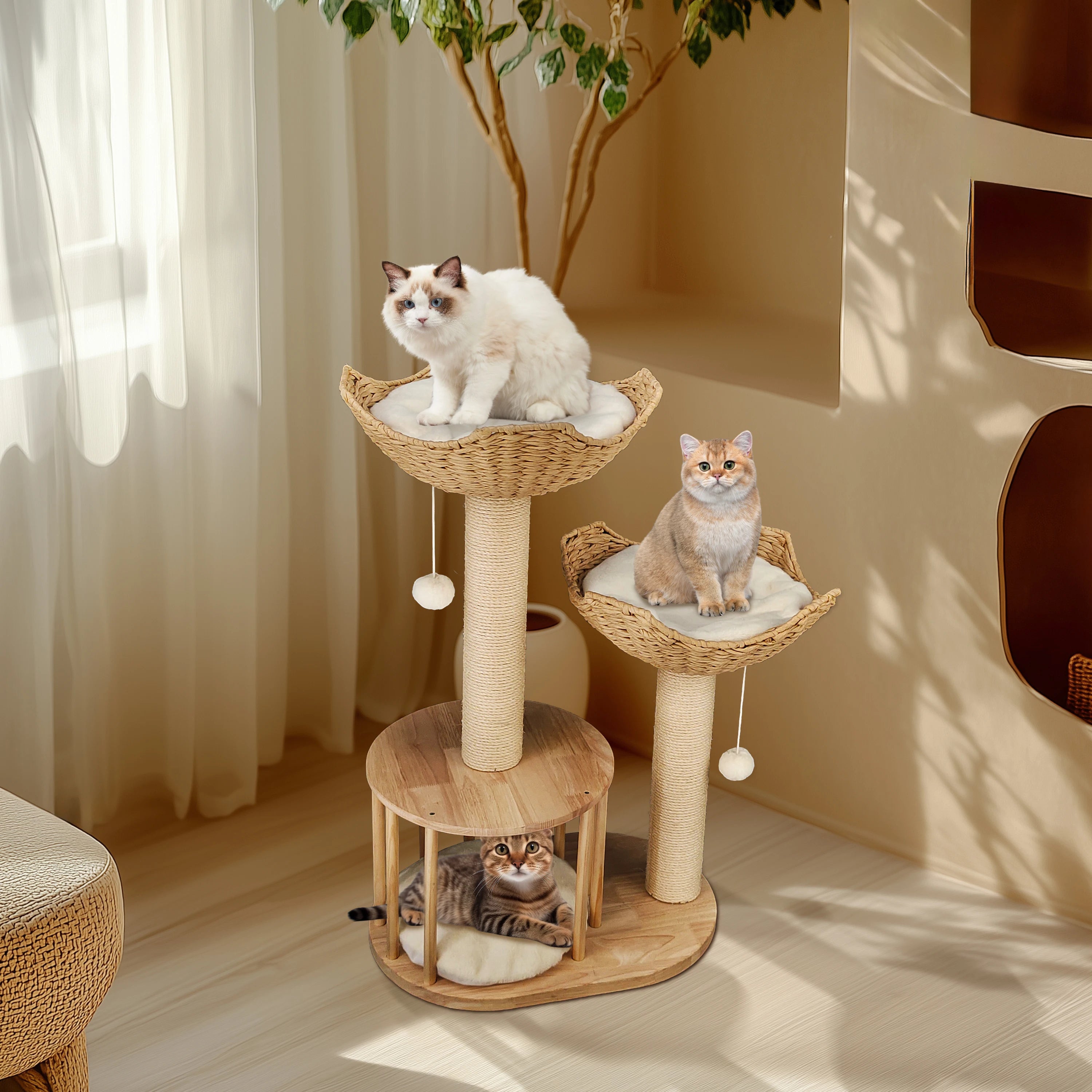 Large Cat Tree Tall Cat Tower for Indoor Cats Multi-Level Plush Cat Condo.