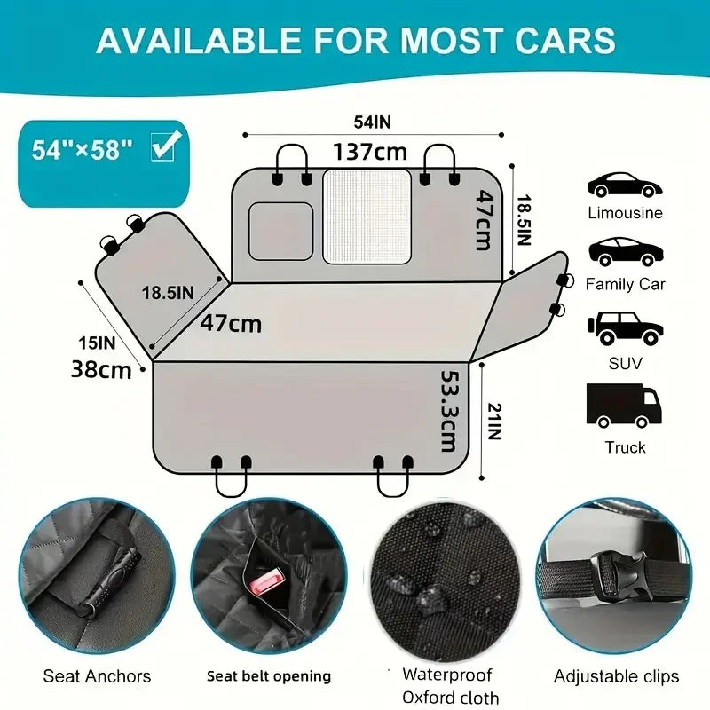 Dog Car Seat Cover for Pets 100% Waterproof Seat Cover.