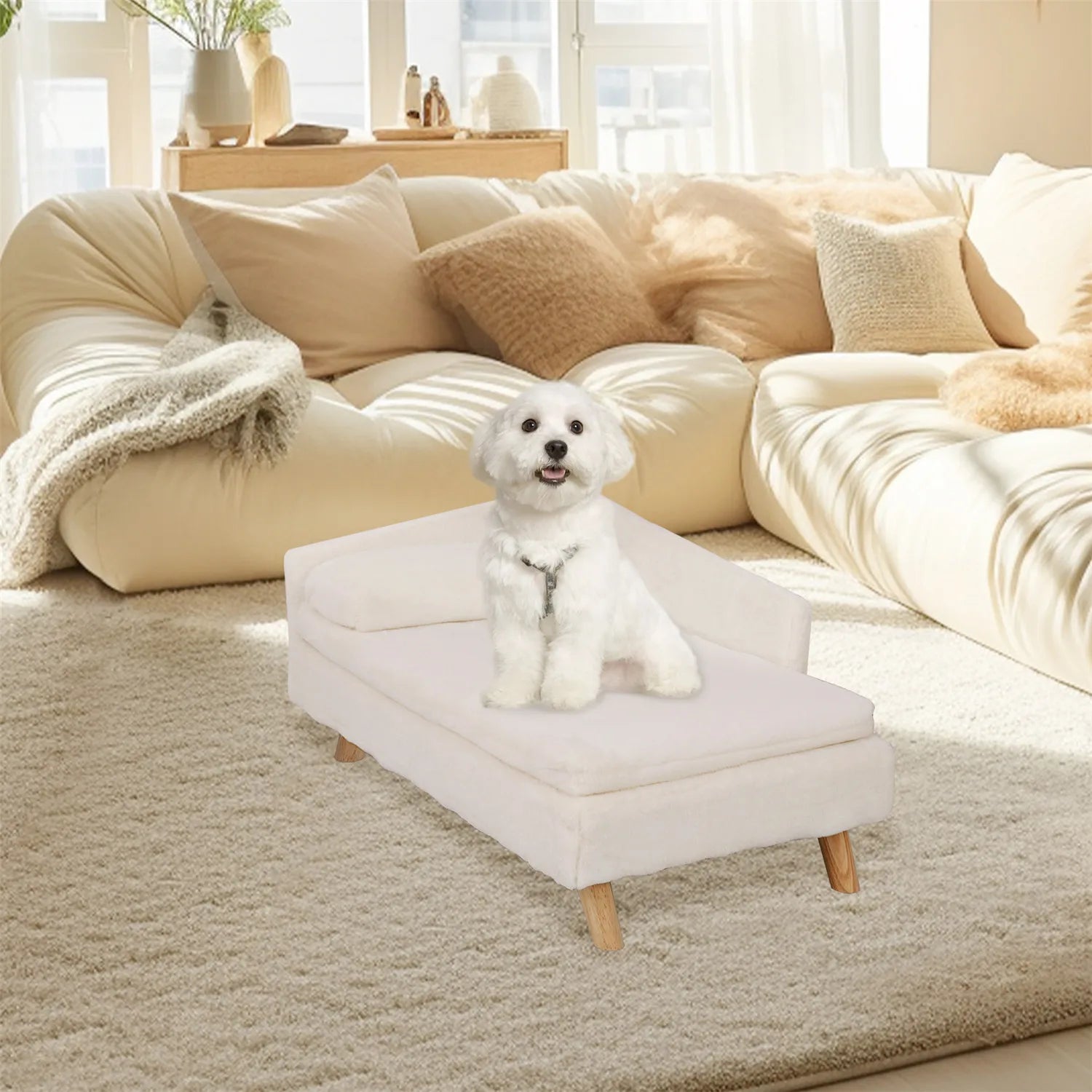 Elevated Pet Bed, Nordic Pet Stool Bed with Cozy Pad Waterproof.