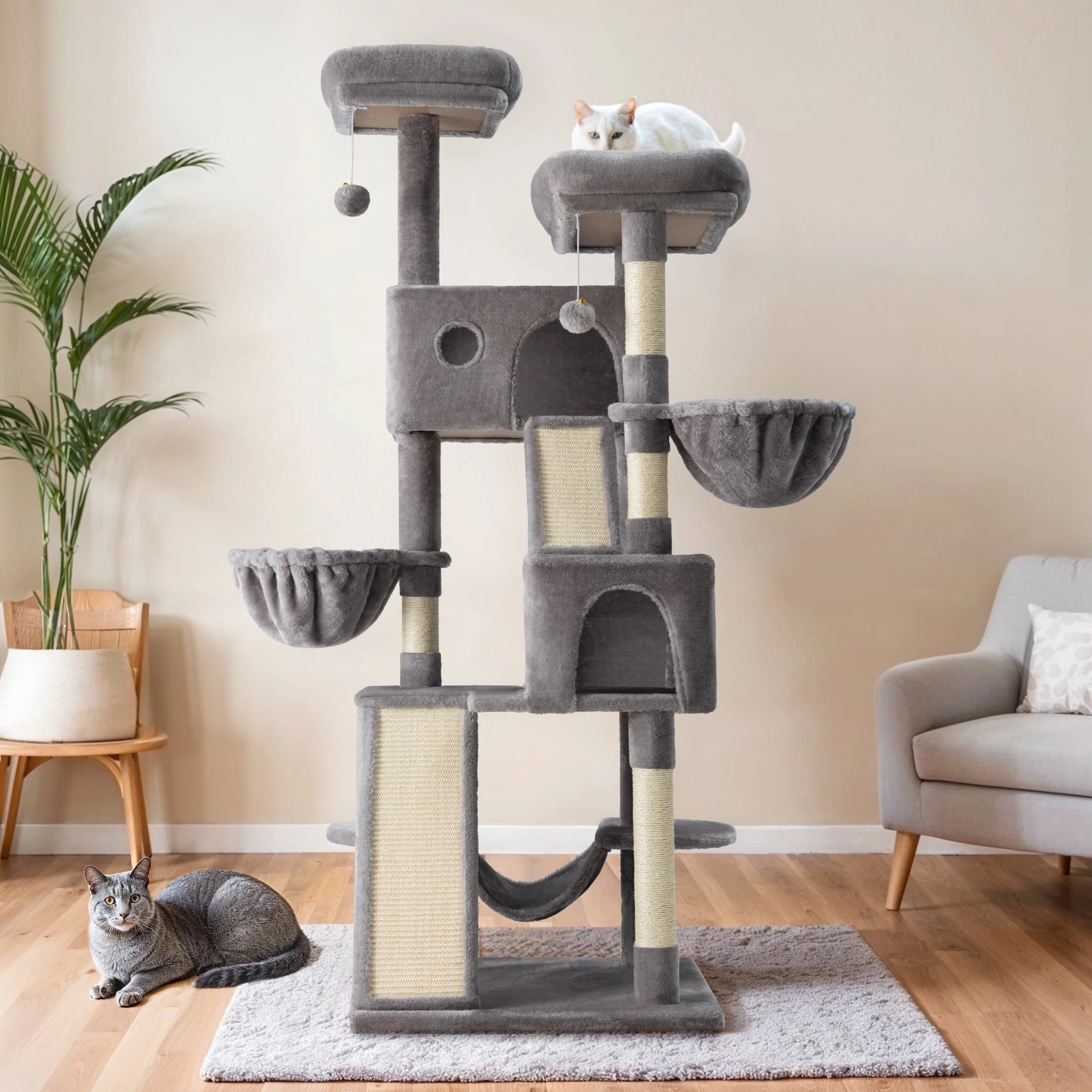 65in Multi-Level Large Cat Tree Tower/Cozy Plush Cat Perche.