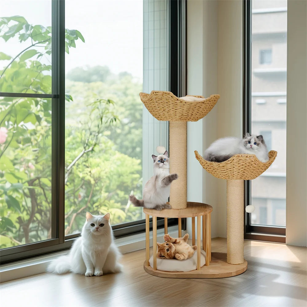 3-Tier Cat Tree Padded Plush Napping Perches Kitten Condo.