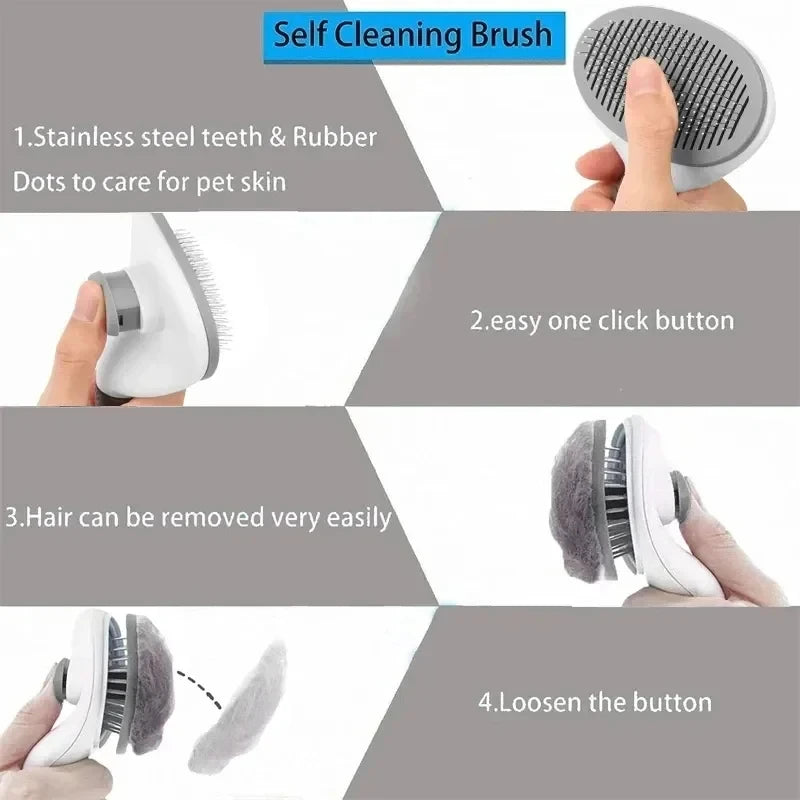Pet Dog Brush Cat Comb Self Cleaning Pet Hair Remover Brush.