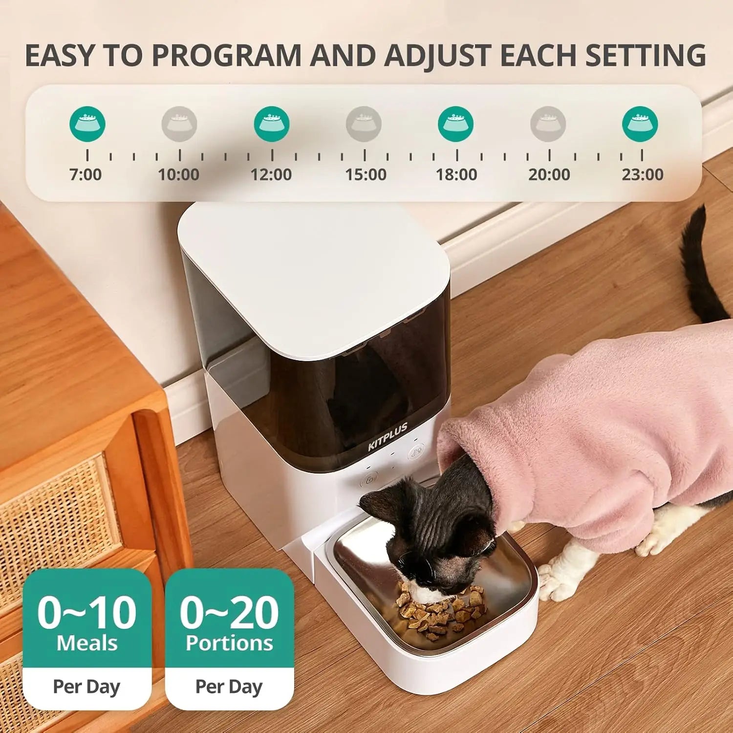 Automatic Cat Feeder, Timed Cat Feeder with APP Control.