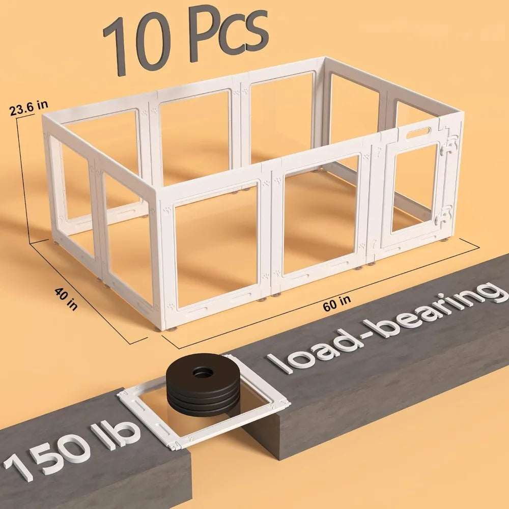 Acrylic Dog Playpen with Door, 23.6 Puppy Playpen, Easy Assemble Pet Fence.