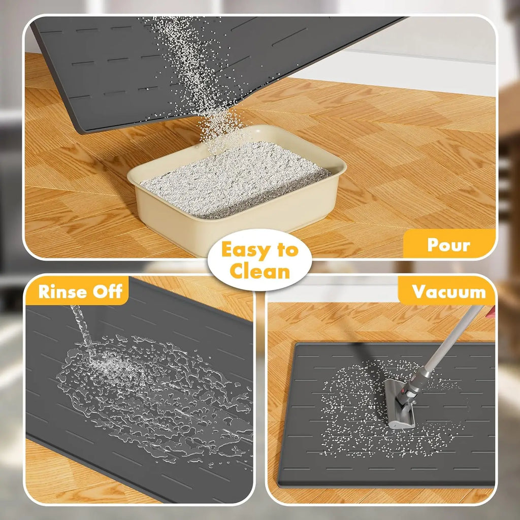 Silicone Cat Litter Trapping Mat, 34''x22'' Large Cat Litter Mat.