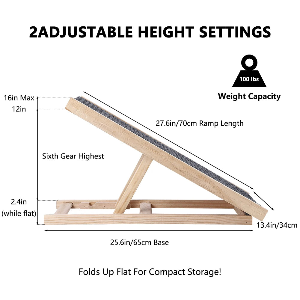 Pet Dog Ramp Ladder Natural Pine Wooden.