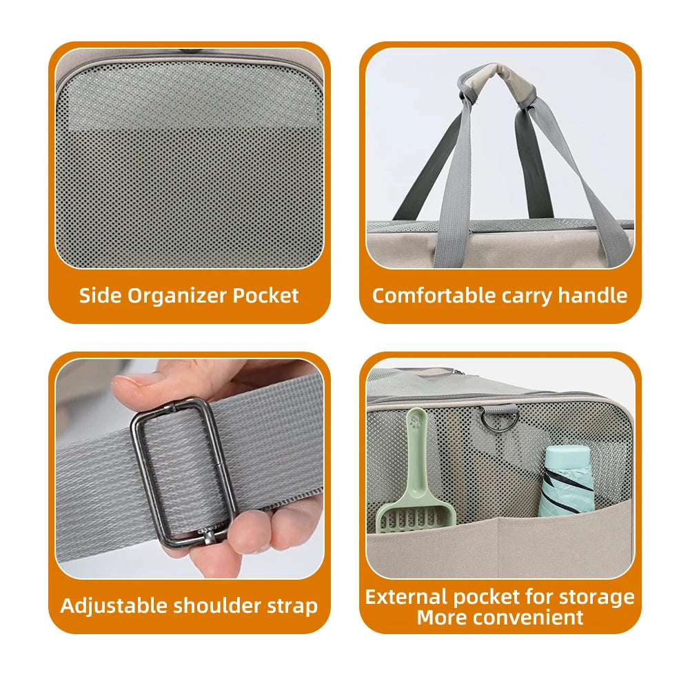 Cat trolley for 2 cats – Cat transport box large with wheels transport bag with wheels & safety belts for travel