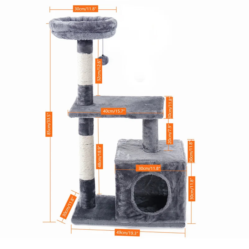 Cat Tower Cat Condo with Sisal Covered Scratching Post for Kittens and Small Cats