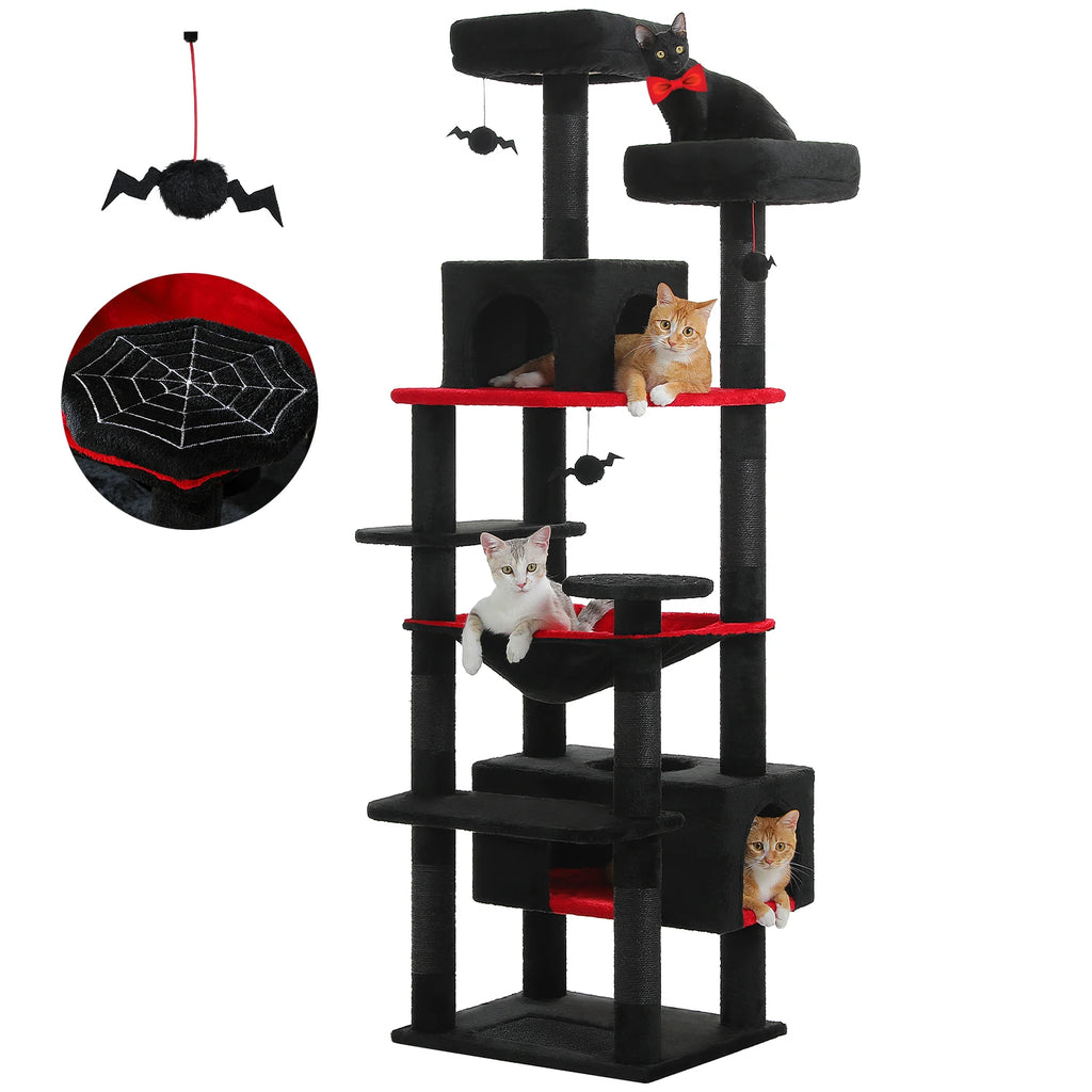 Large Cat Tree and Tower for Indoor Cats With Sisal-Covered Scratching Posts.