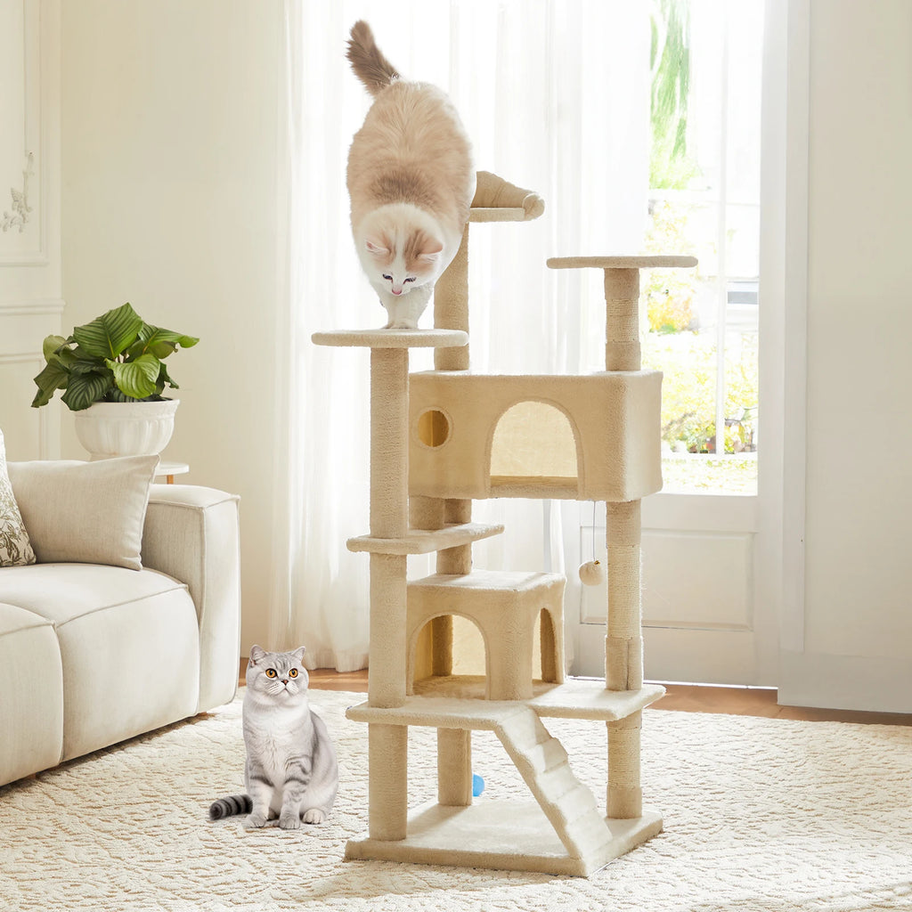 .Tall Multi-Level Cat Tree Tower for Indoor Pet Furniture Stable Kitty Play House.