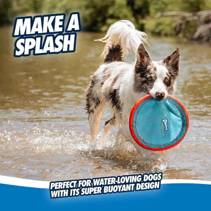 Flying Disc Dog Toy Water Floating Flyer Durable Nylon Construction with Soft Rubber Edges For Medium and Large Dogs