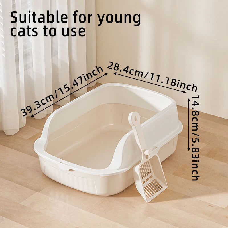 Cat Litter Box Thickening Kitty Sandbox Semi-enclosed High Side Splashproof